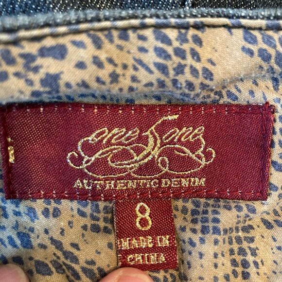 Y2K Dark Denim Bermuda Shorts w/ stretch and great detail covered buttons - Picture 5 of 7